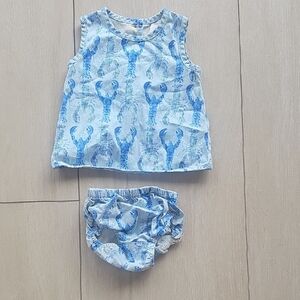 Classic Prep Blue Lobster Print Diaper Cover Set